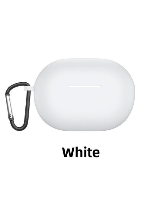 For Huawei Freebuds Pro3 Wireless Bluetooth Headset Protective Case Soft Silicone Pro3 Headset Case Solid Color-Color:White + Hook + Single Opp-Model:Huawei Freebuds Pro3/pro4 Protective Case Neutral (excluding Headphones) The Upper Cover Is Fixed With Double-sided Tape By Default