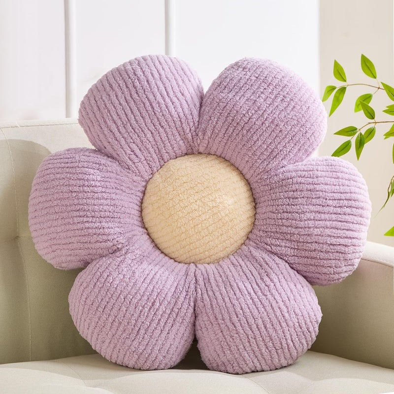 XIAIJIA Flower Pillow Flowers Shaped Pillow Cushion Decorative Daisy Pillow for Bed Cute Throw Pillow Flower Floor Pillow Soft Seat Cushion Purple Cushion 15.7" - Image 1