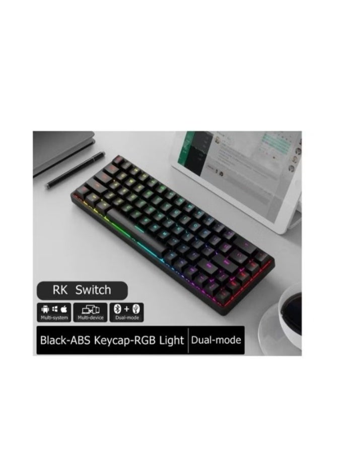 RK G68 2.4Ghz Wireless/Bluetooth/Wired 65% Mechanical Keyboard, 68 Keys Hot Swappable  Gaming Keyboard with PBT Keycaps for Win/Mac，3150 mAh large battery for long-lasting use  - Image 2