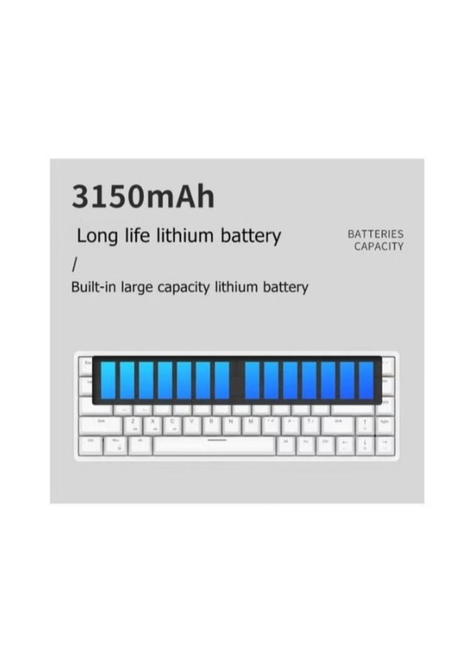 RK G68 2.4Ghz Wireless/Bluetooth/Wired 65% Mechanical Keyboard, 68 Keys Hot Swappable  Gaming Keyboard with PBT Keycaps for Win/Mac，3150 mAh large battery for long-lasting use  - Image 5