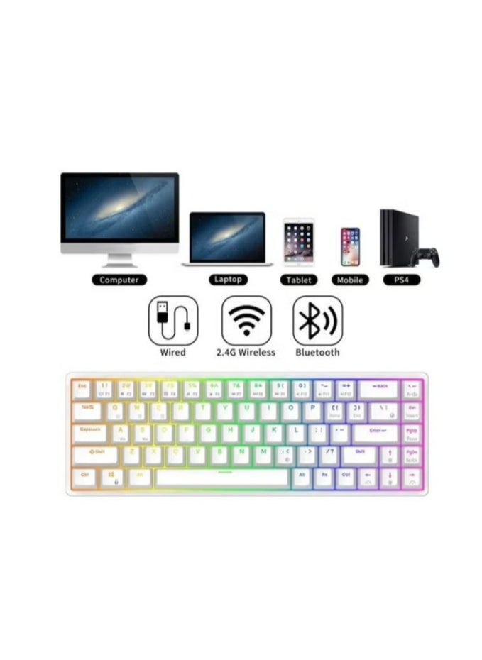 RK - G68 2.4Ghz Wireless/Bluetooth/Wired 65% Mechanical Keyboard, 68 Keys Hot Swappable  Gaming Keyboard with PBT Keycaps for Win/Mac，3150 mAh large battery for long-lasting use - Image 1