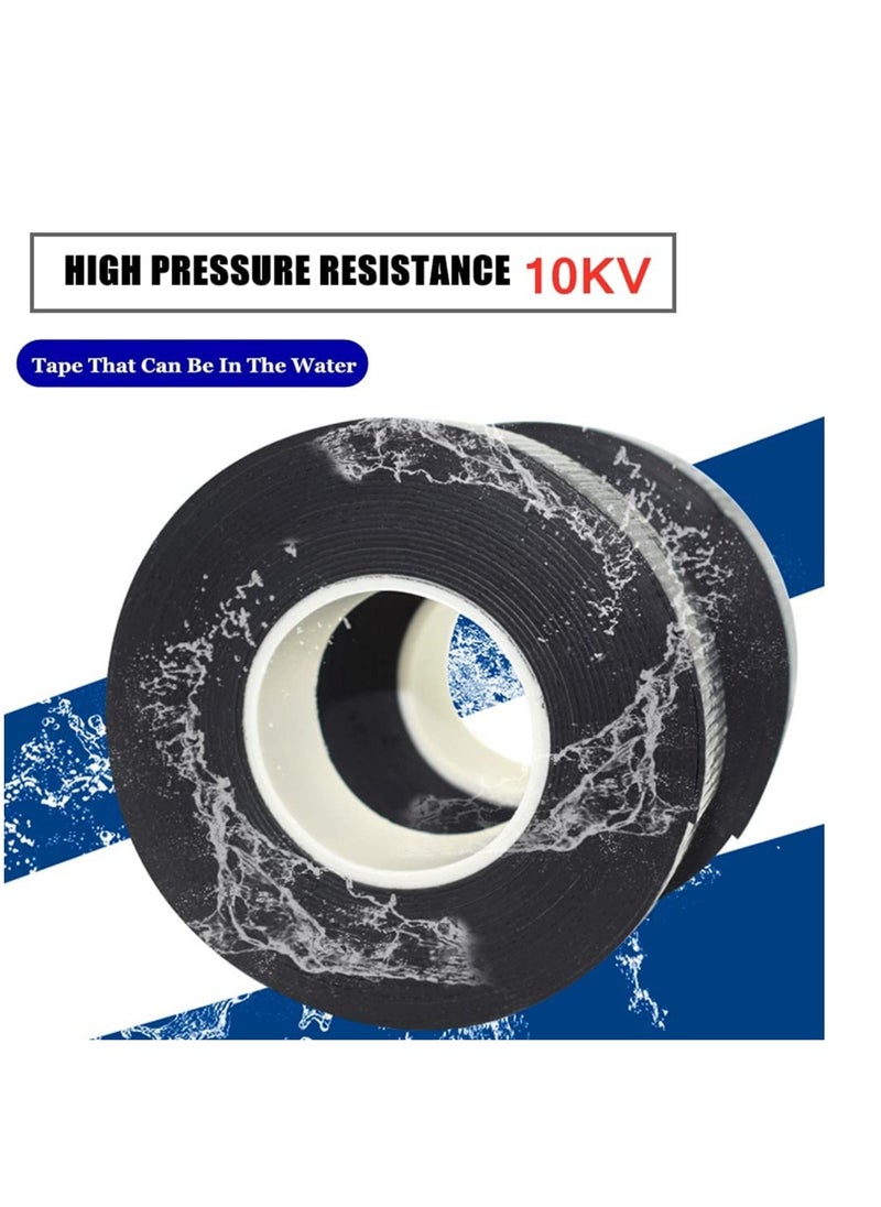 SYOSI RONG Electrical Tape, Flame Retardant Indoor Outdoor High Temperature Resistance High Pressure Resistance Electric Tape, Premium Rubber Waterproof Tape,2 Roll (Model number-J20（10kv） Black)  - Image 2