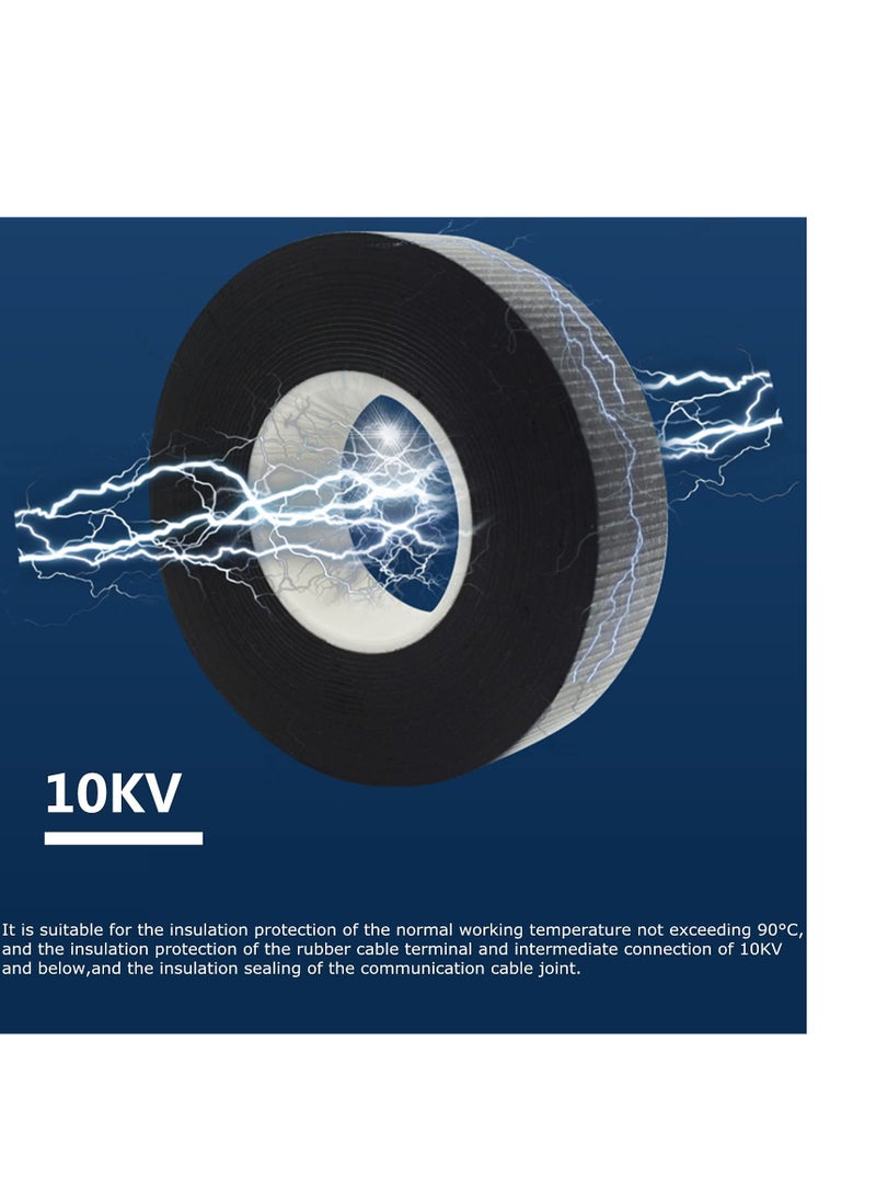 SYOSI RONG Electrical Tape, Flame Retardant Indoor Outdoor High Temperature Resistance High Pressure Resistance Electric Tape, Premium Rubber Waterproof Tape,2 Roll (Model number-J20（10kv） Black)  - Image 3