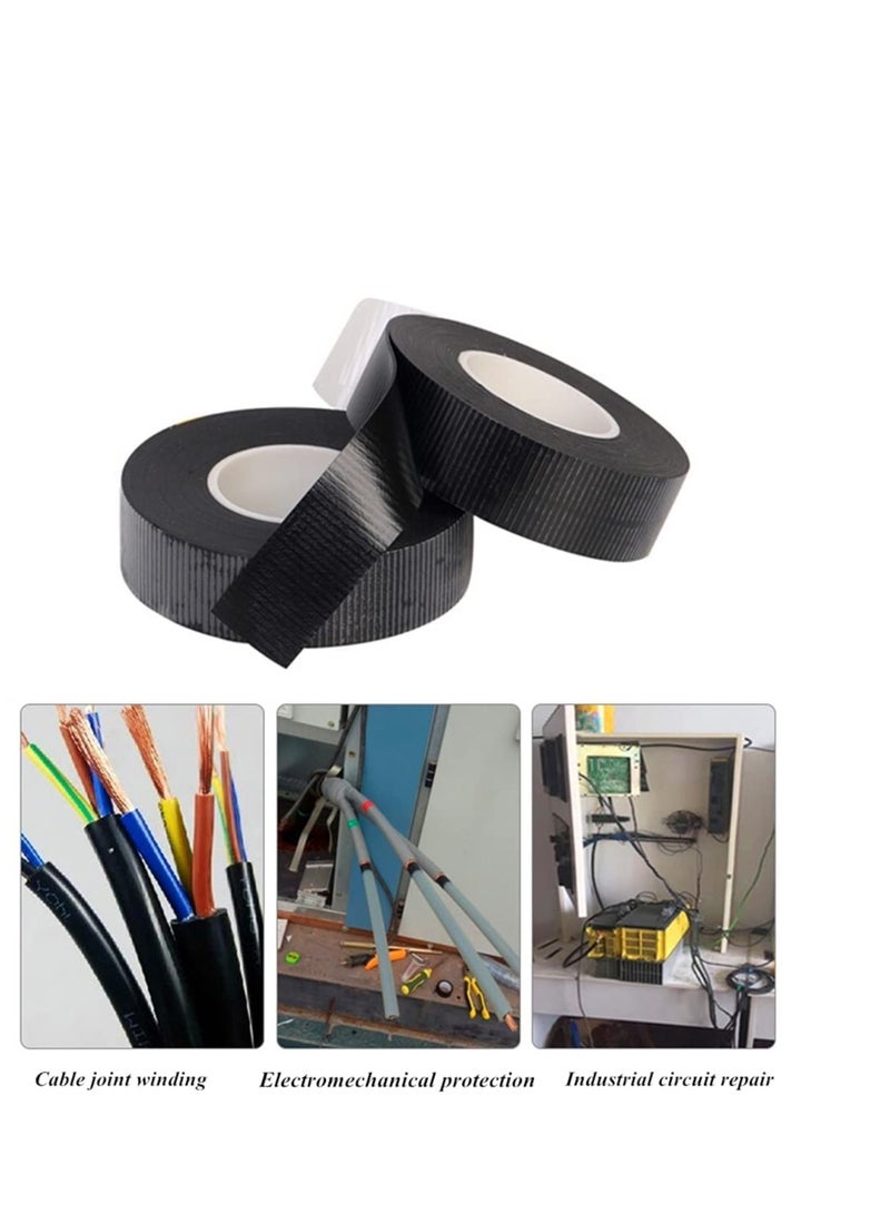 RONG Electrical Tape, Flame Retardant Indoor Outdoor High Temperature Resistance High Pressure Resistance Electric Tape, Premium Rubber Waterproof Tape,2 Roll (Model number-J20（10kv） Black)