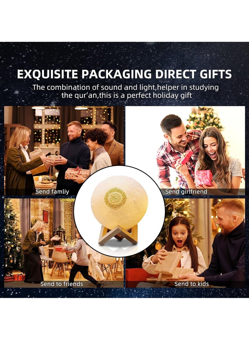 سبيكر مصباح قرآني على شكل قمر - مصباح ليلي للأطفال، 7 ألوان LED، ضوء قمري ثلاثي الأبعاد، مع حامل، جهاز تحكم عن بعد، يعمل باللمس وتطبيق، - Image 5