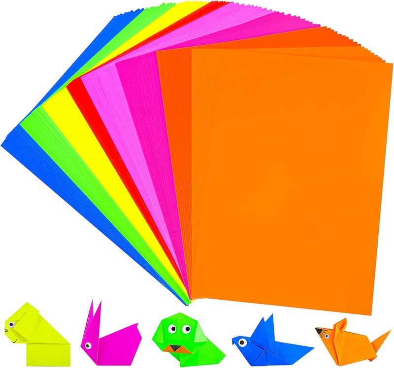PENPRIS 80 Sheets Fluorescent Coloured Cardstock - 8 Colours Craft Construction Paper, A4 Size 65lb/180gsm Bright Colour Card Paper for Printers, Card Making, Invitations, Scrapbooking PAC07 - Image 1