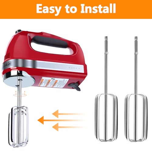 PQPO 2 Pcs Hand Mixer Beaters Stainless Steel Attachments Compatible with kitchenAid Hand Mixer,Hand Mixers Replacement Parts - Image 3