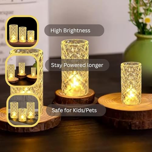 VERVENIX 12 Pcs Set Crown Shaped Flameless LED Tea Light Candles - Smokeless Decorative Transparent Acrylic Lights for Christmas and Festive Diwali Decorations (Pack of 12, Warm White) - Image 4