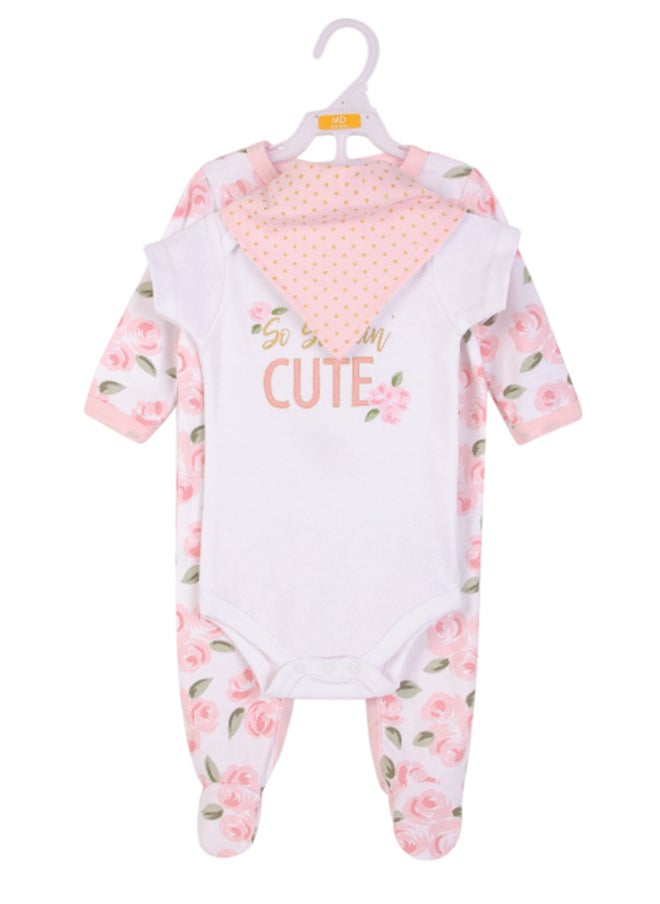 hudson baby Baby Layette Set 3 Piece Roses, 3 - 6 Months  - Image 2