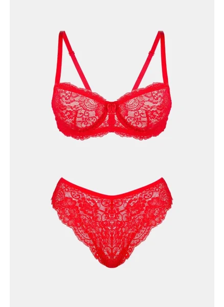 Ayyıldız Crescent Moon 3663 Red Bra Set