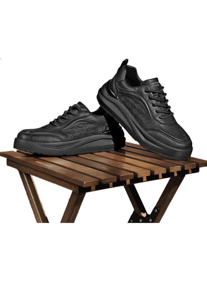 HLA Men'S Casual Breathable White Shoes Men'S Lightweight Comfortable Casual Shoes Men E088 Black 42 - Image 1