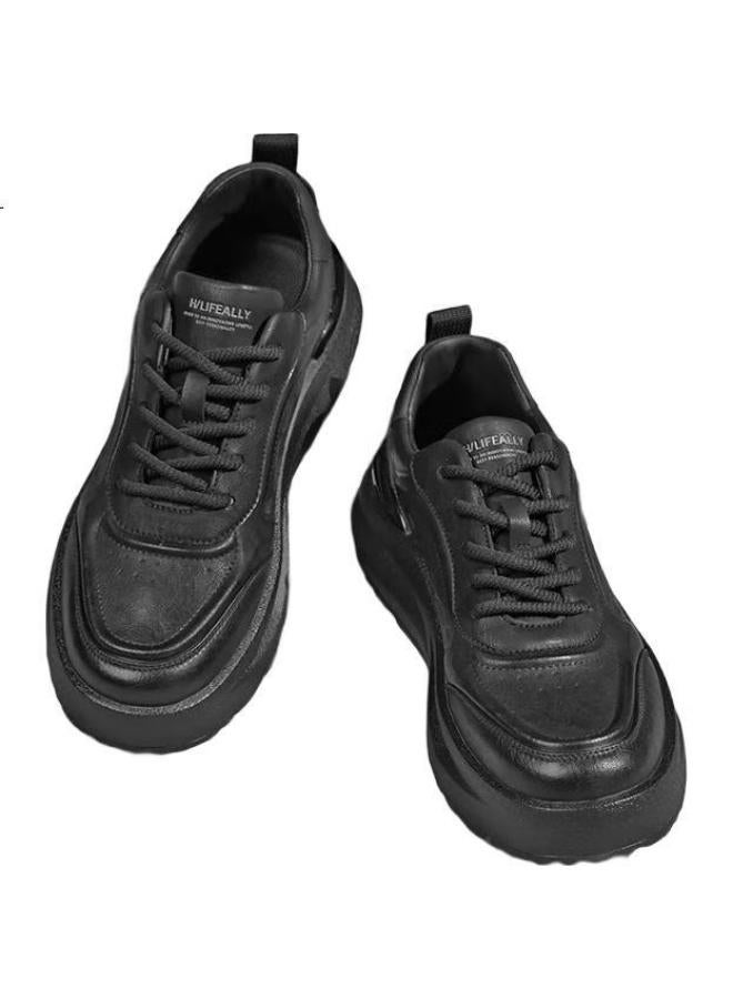 HLA Men'S Casual Breathable White Shoes Men'S Lightweight Comfortable Casual Shoes Men E088 Black 42 - Image 3