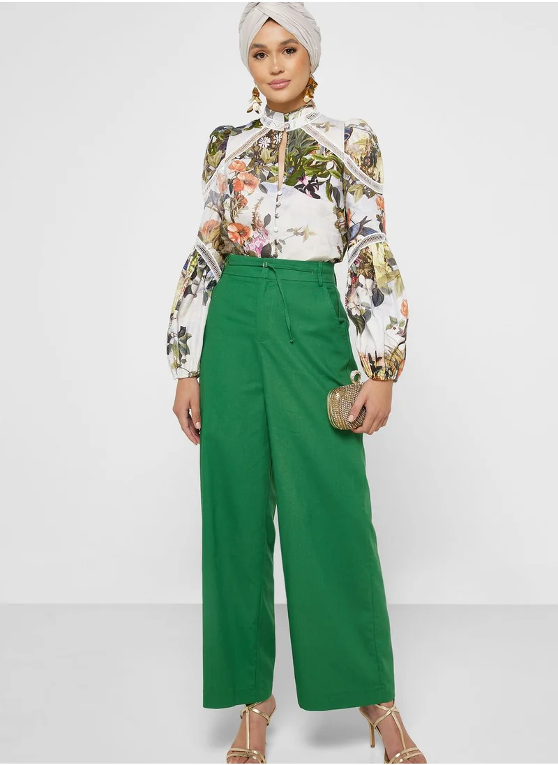 Khizana Pocket Detail Wide Leg Pants