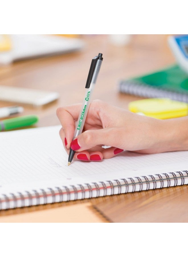 BIC Ecolutions Clic Stic Black Ballpoint Pens, Medium Point (1.0mm), 12-Count Pack, Retractable Ball Point Pens Made from 78% Recycled Plastic - Image 2