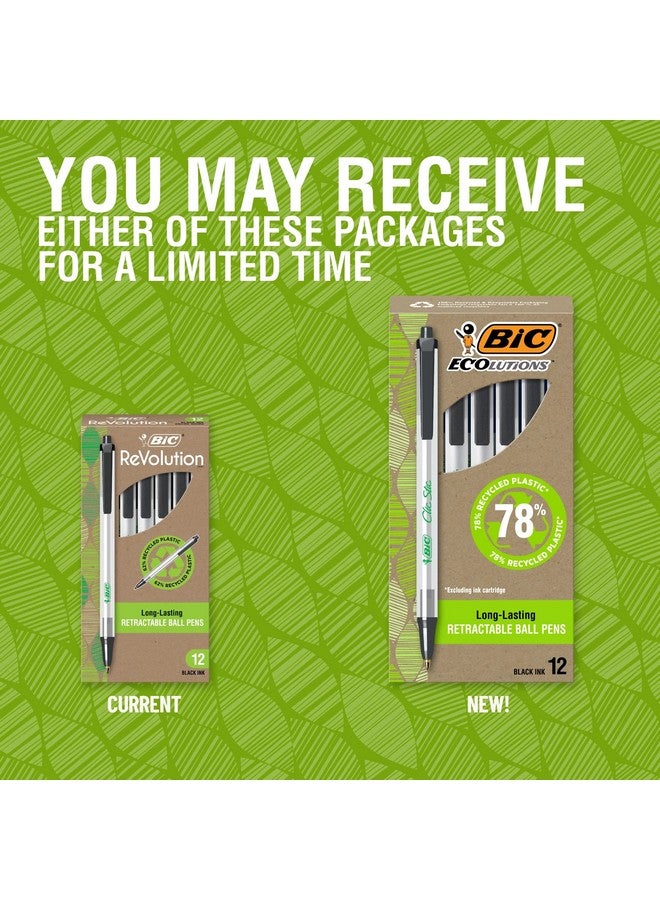 BIC Ecolutions Clic Stic Black Ballpoint Pens, Medium Point (1.0mm), 12-Count Pack, Retractable Ball Point Pens Made from 78% Recycled Plastic - Image 3
