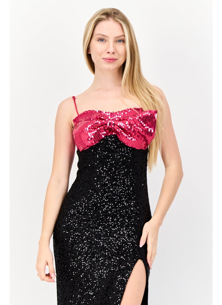Lulus Women Butterfly Sequin Maxi Dress, Black  - Image 2