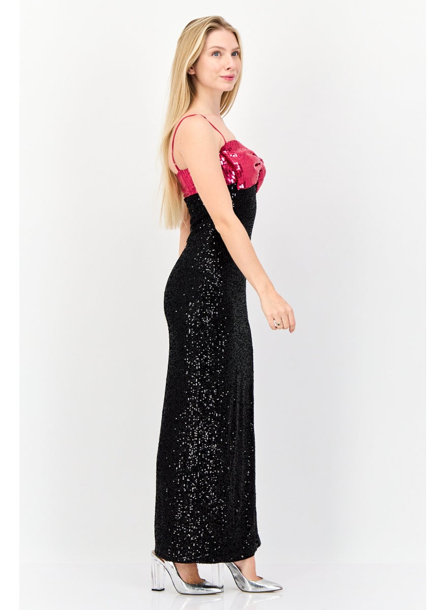 Lulus Women Butterfly Sequin Maxi Dress, Black  - Image 3