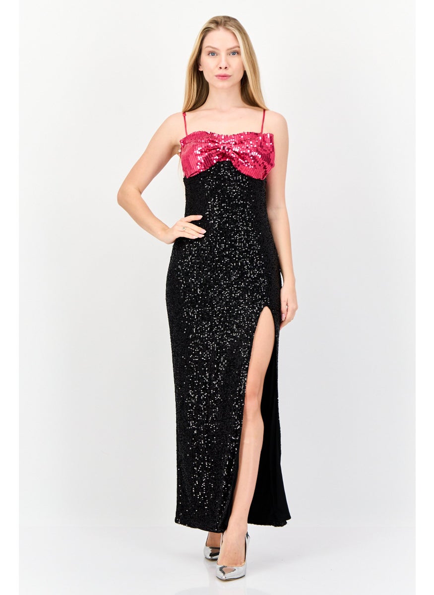 Lulus Women Butterfly Sequin Maxi Dress, Black  - Image 1