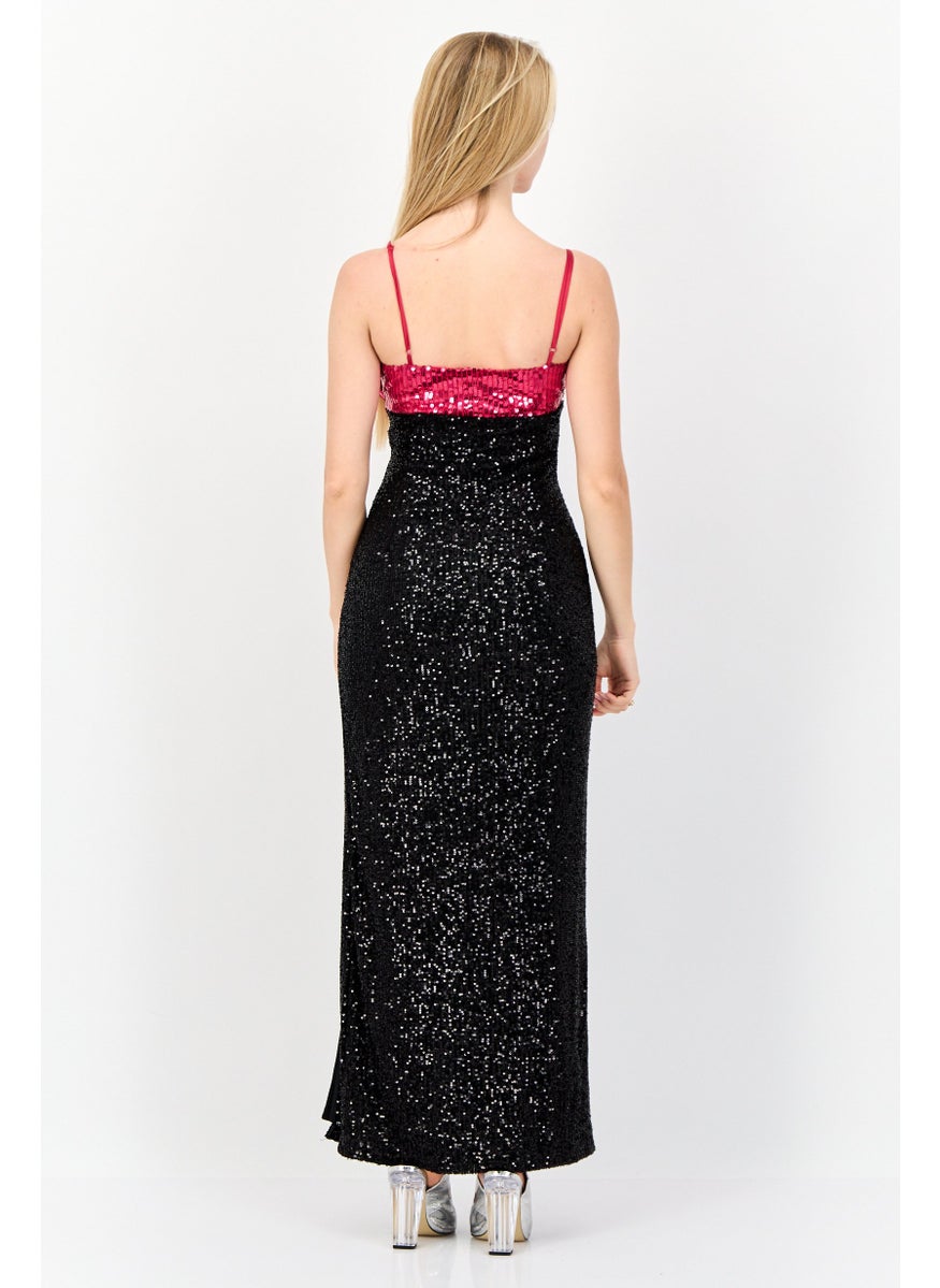 Lulus Women Butterfly Sequin Maxi Dress, Black  - Image 4