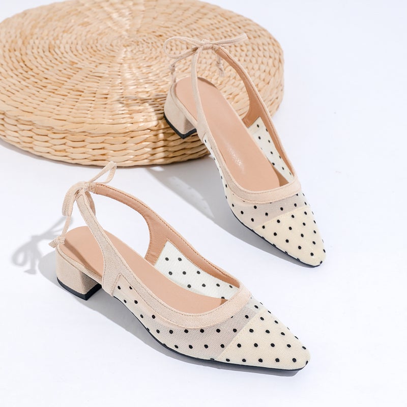 Baotou Mesh Sandals Ultra High Heel Rear Empty Dot Mesh Single Shoes Pointed High Heels Mesh Summer - Image 3