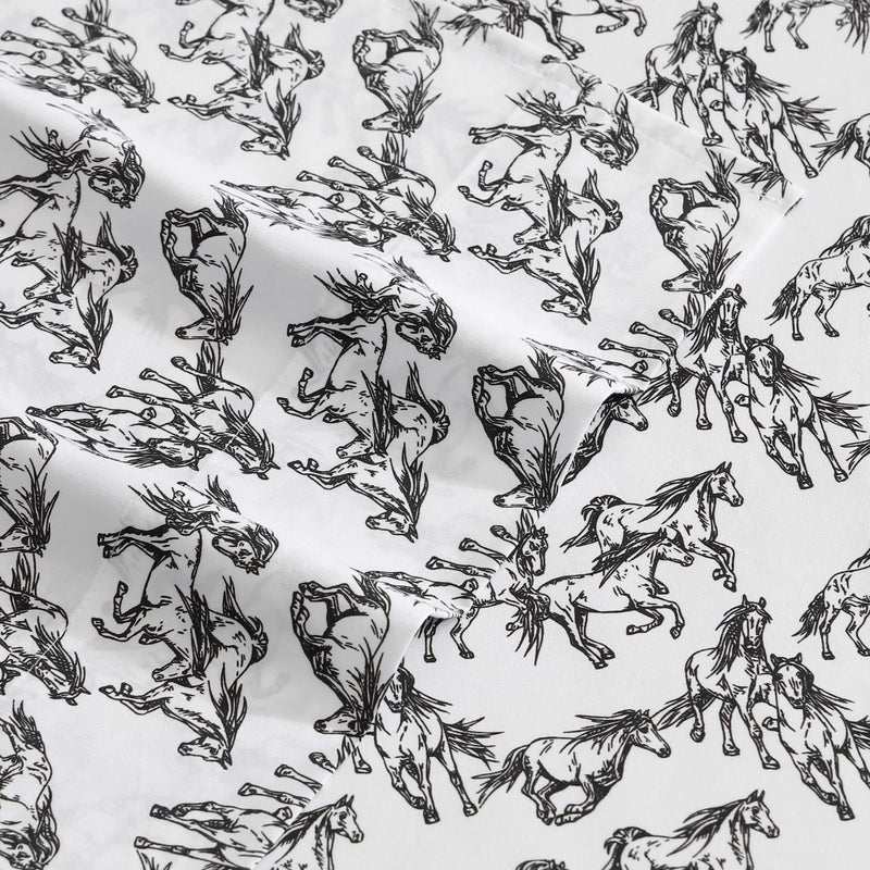 Wrangler - Twin Sheet Set  Super Soft & Cozy Bedding with Matching Sham(s)  Casual Luxurious Bedding Set  Yellowstone Inspired  Oeko-Tex Certified (Mustangs Black  Twin) - Image 3