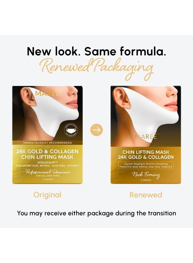 MAREE V Line Lifting Mask with 24K Gold – Deep Collagen Face Mask for Women – Jawline Shaper Mask with Retinol & Hyaluronic Acid – Neck Tightening & Firming - Double Chin Strap for Face Lift - Image 2