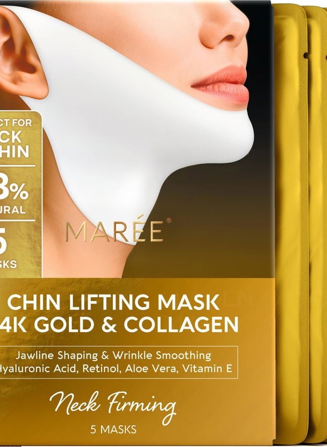 MAREE V Line Lifting Mask with 24K Gold – Deep Collagen Face Mask for Women – Jawline Shaper Mask with Retinol & Hyaluronic Acid – Neck Tightening & Firming - Double Chin Strap for Face Lift - Image 1