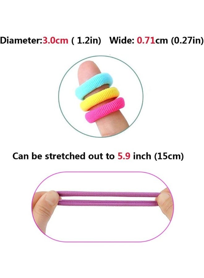 Jar of 100 colorful cotton fabric hair ties - flexible, soft on hair, suitable for children and adults - Image 5