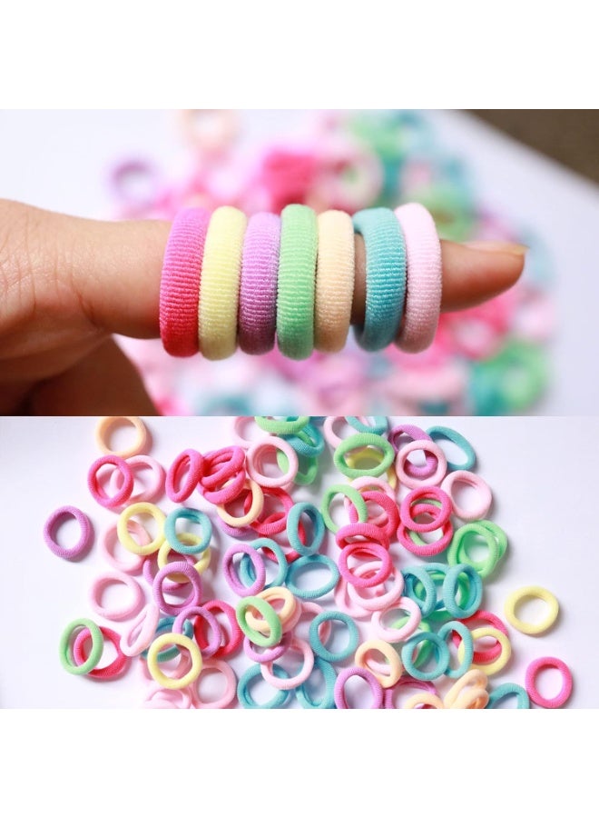 Jar of 100 colorful cotton fabric hair ties - flexible, soft on hair, suitable for children and adults - Image 4