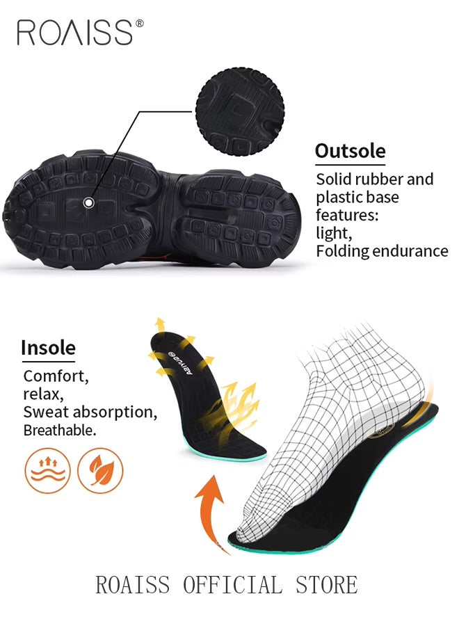 roaiss Steel Wire Cloth Upper Labor Protection Shoes for Men European Standard Steel Toe Work Safety Shoes Mens Anti Smash Anti Puncture Sneakers with Convenient Rotating Buckle for No Laces Needing Colorblock Sneakers  - Image 5