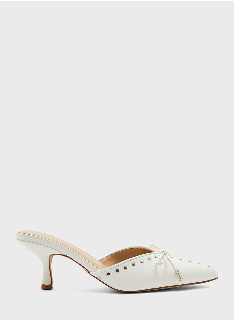 ELLA - Studded Low Heel Mule With Bow - Image 1