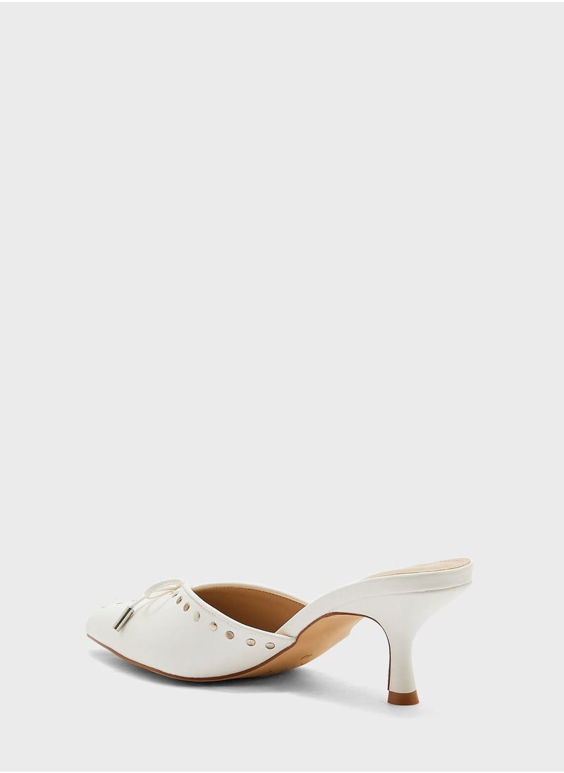 ELLA - Studded Low Heel Mule With Bow - Image 1