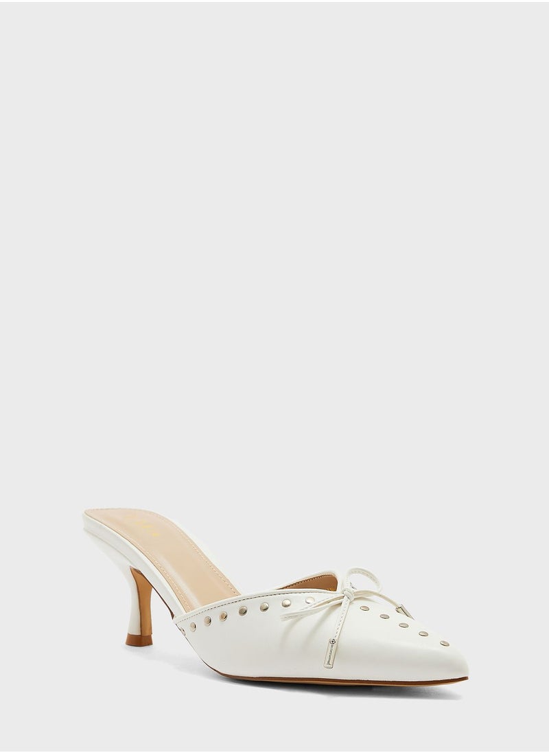 ELLA - Studded Low Heel Mule With Bow - Image 1