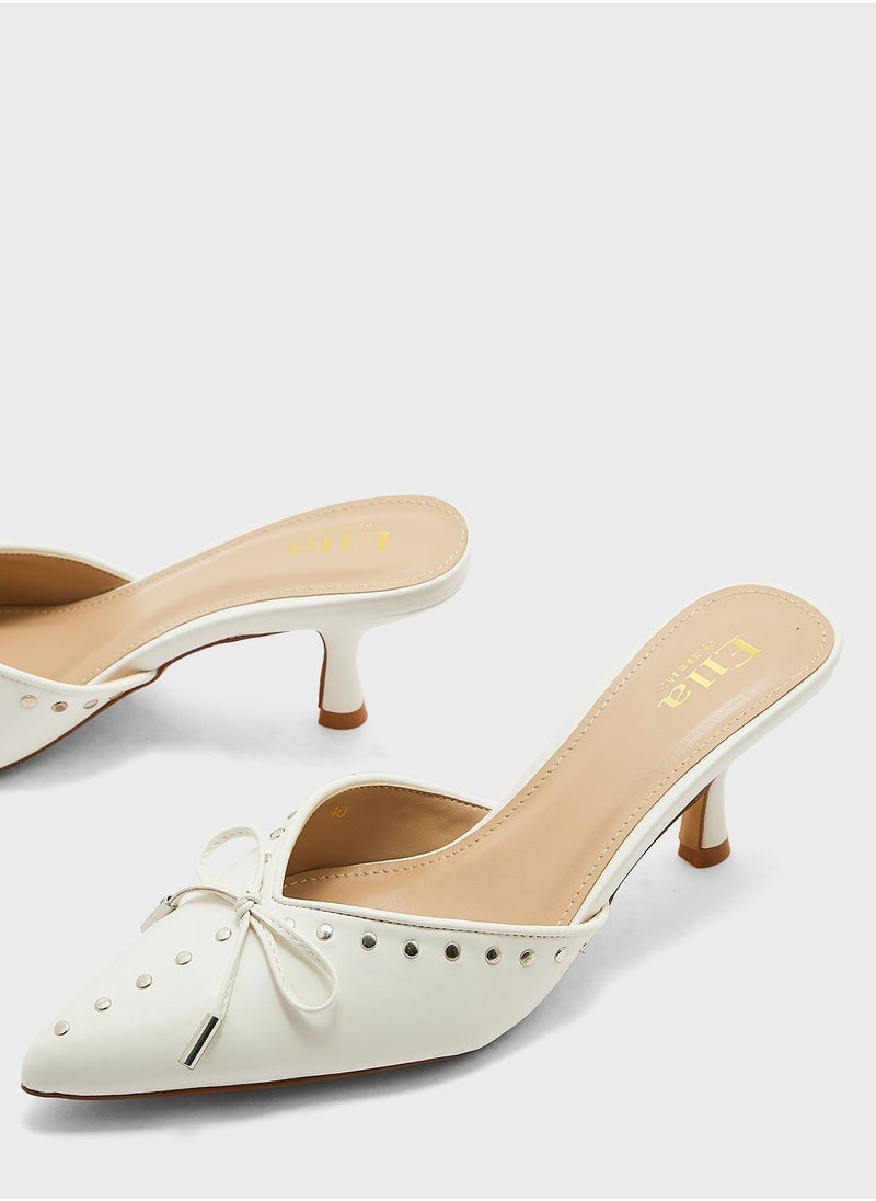 ELLA - Studded Low Heel Mule With Bow - Image 1