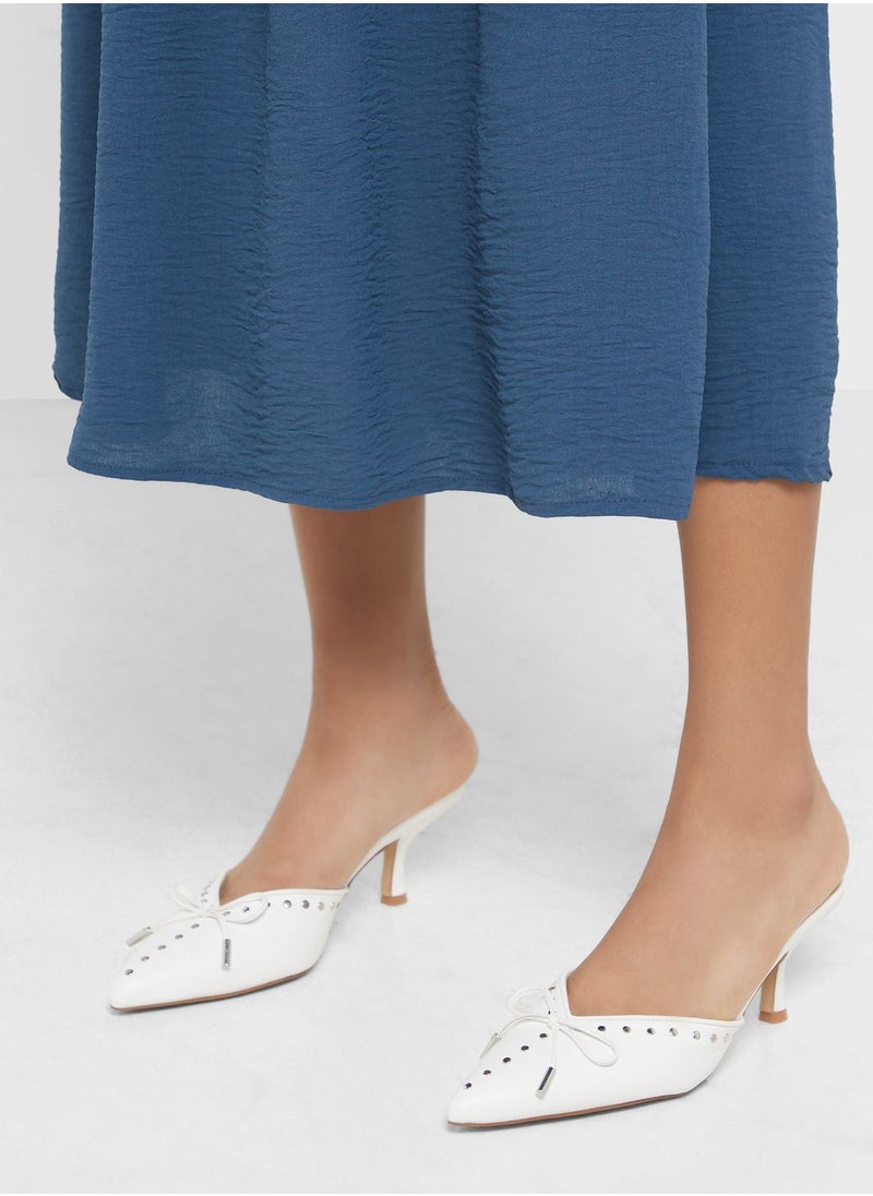 ELLA - Studded Low Heel Mule With Bow - Image 1