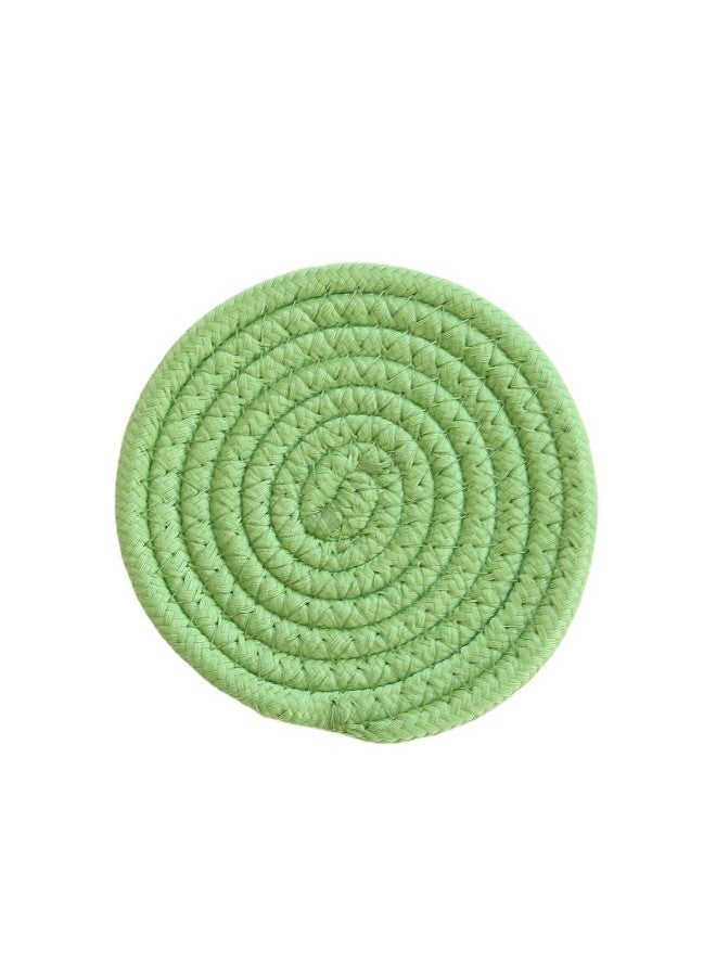 Japanese Style Coaster Cotton Rope Thickened Heat Resistant Plate Mat Place Mat Home Mat Nordic Style Hand-woven Cotton Wire Insulation Mat-Color:Green-Specifications:Diameter 12cm,0.04kg