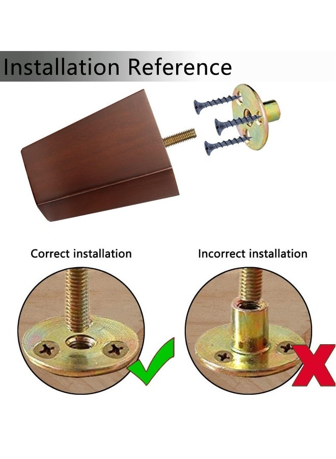 أرجل كنبة خشبية على طراز منتصف القرن - مجموعة 4 أرجل بديلة لمشاريع أثاث افعلها بنفسك، مثقوبة مسبقاً لتركيب سهل، مثالية للأرائك، والخزائن، والطاولات الجانبية وطاولات القهوة (4 بوصة، بني) - Image 4
