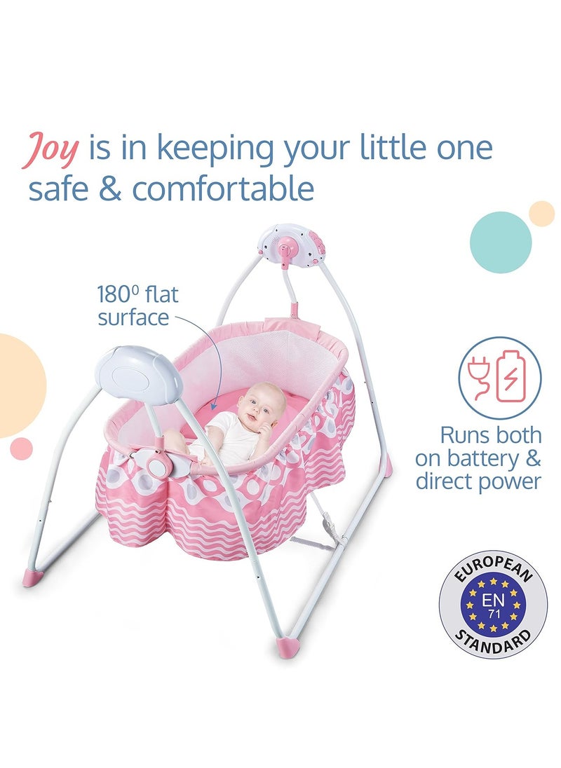 Generic - Electric Baby Swing Cradle Automatic Bay Swing Cradle with Mosquito net European Standard Certified Remote Control Toy Bar and Music Baby Swing Cradle for Baby 0 to 2 Years Pink - Image 1