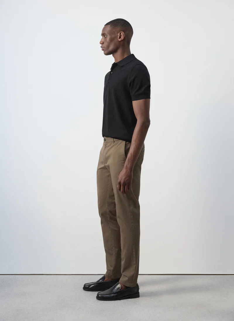 Mango Man 30-MARRON Barna Slim-Fit Twill Chino Trousers for Men | Best Price UAE