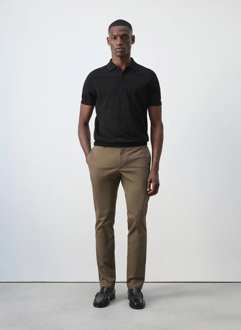 Mango Man 30-MARRON Barna Slim-Fit Twill Chino Trousers for Men | Best Price UAE