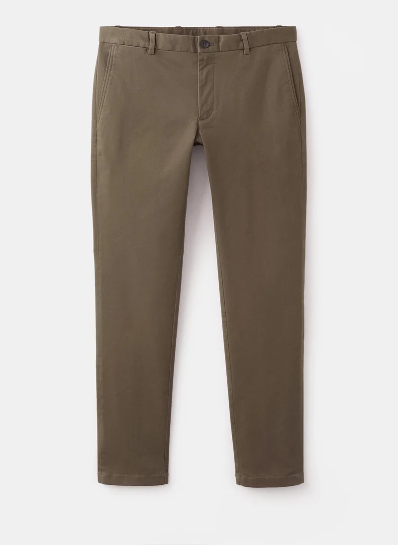 Mango Man 30-MARRON Barna Slim-Fit Twill Chino Trousers for Men | Best Price UAE