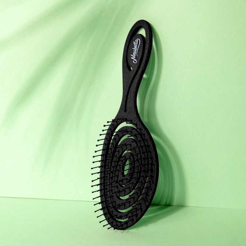 Ninabella Detangle Hair Brush for Women & Men - Does not Pull - Straightening Brushes for Straight & Curly Hair - Unique Spiral Detangling Hairbrush - Black - Image 5