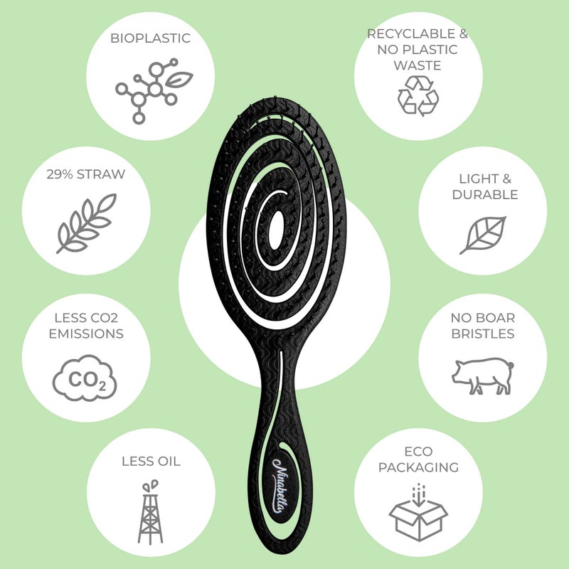 Ninabella Detangle Hair Brush for Women & Men - Does not Pull - Straightening Brushes for Straight & Curly Hair - Unique Spiral Detangling Hairbrush - Black - Image 4