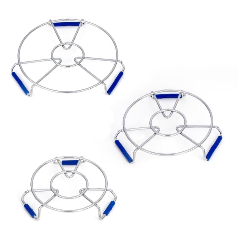 Puno Puno Stainless Steel Trivet Hot Pot Stand Set Heat Resistant Durable AntiSkid Hot Mat for Kitchen Countertop Dining Table Pack of 3 - Image 1