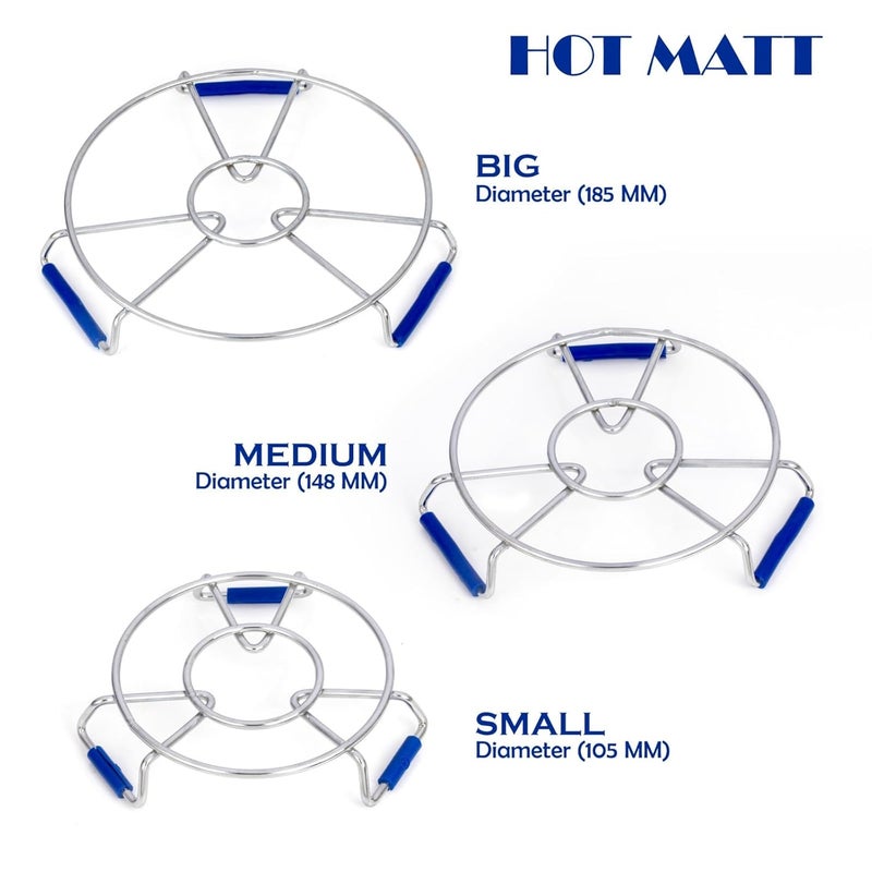 Puno Puno Stainless Steel Trivet Hot Pot Stand Set Heat Resistant Durable AntiSkid Hot Mat for Kitchen Countertop Dining Table Pack of 3 - Image 4