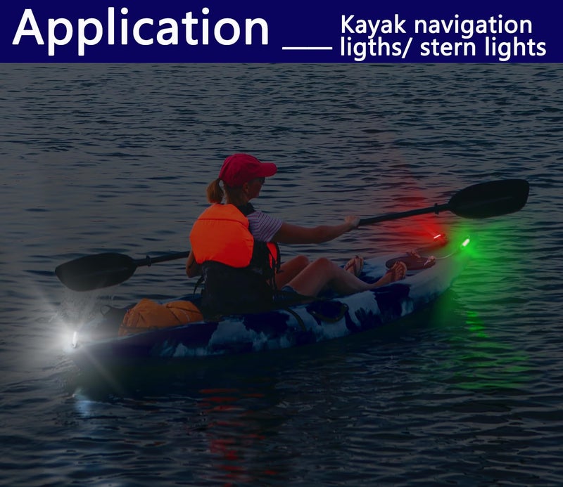 Amzonly 4Pack LED Navigation Lights Kit for Boat Kayak, Stern Light Battery 0perated, Easy Clip on for Night Kayaking, Boating, Canoeing, Paddle Board, Jet Ski, Dinghy, 2Pcs Safety Whistles - Image 2