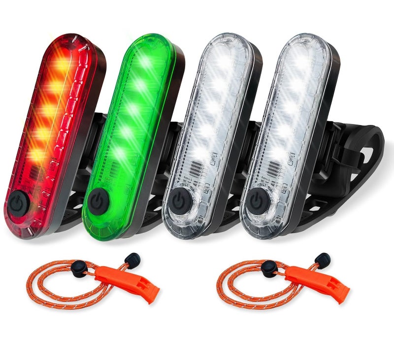 Amzonly 4Pack LED Navigation Lights Kit for Boat Kayak, Stern Light Battery 0perated, Easy Clip on for Night Kayaking, Boating, Canoeing, Paddle Board, Jet Ski, Dinghy, 2Pcs Safety Whistles - Image 1