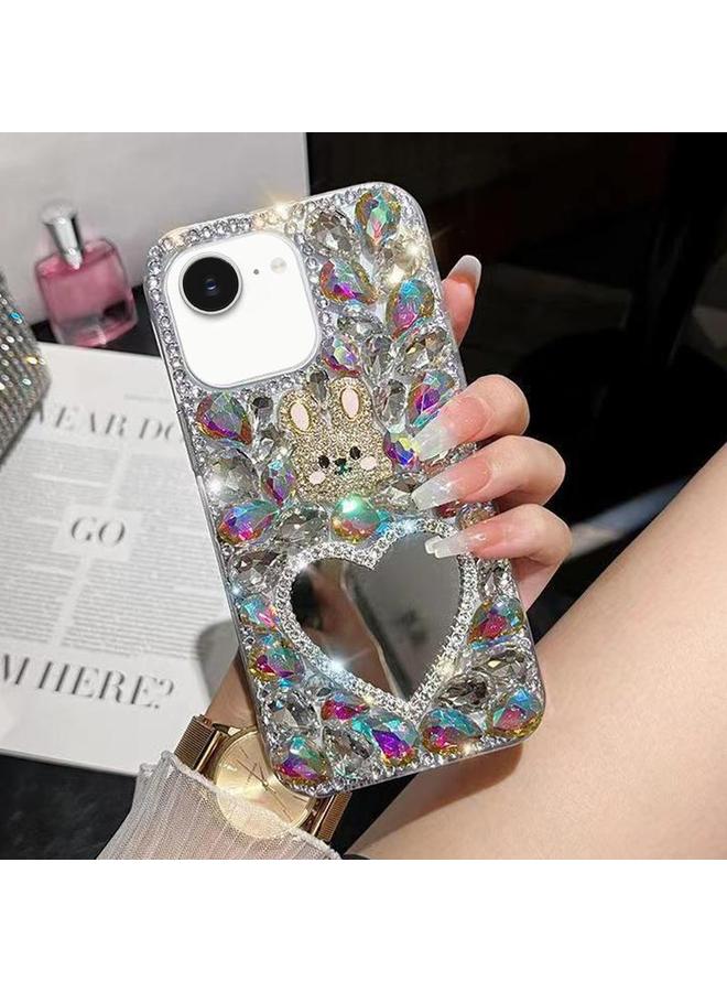 S-TOP Case For iPhone 16e Diamond Mirror Rabbit Handmade PC Phone Case - Image 1