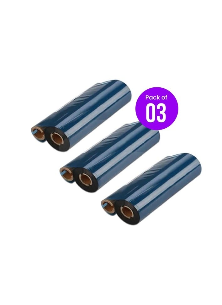 Kalon 3 Pack 110mmX74m Transfer Wax Ribbon for Barcode Printers with Ink Zebra Eltron Datamax GC420t, GK420t, GX420t, GX430t, TLP2442, TLP2844, ZD220, ZD4 Printers ink  - Image 1