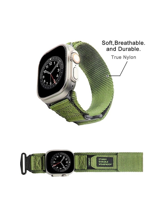 Beauenty Nylon Canvas Fabric Bracelet Band Compatible with Apple Watch 8 Ultra | 8 | 7 | 6 | 5 | 4 | 3 | SE,49mm 45mm 44mm 42mm Loop Designed Replacement Adjustable WristBands Straps for iWatch Green - Image 3